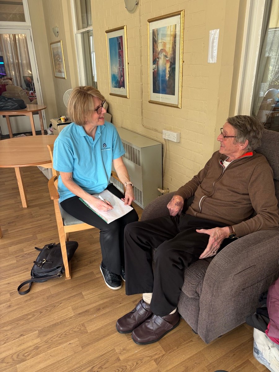 Melanie talking with her Dad